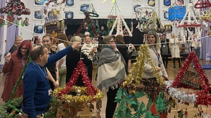 NEWINGglitter- the glittering hoops on show in the hall