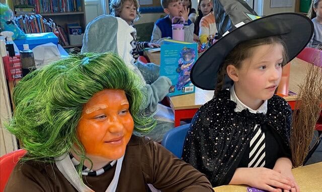 CHILTbookday-costumed characters in class