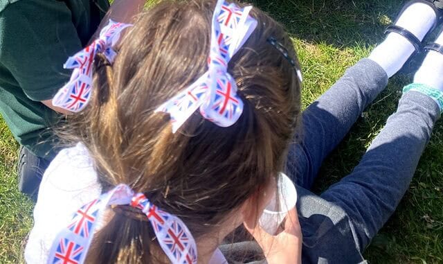 StNich80VEDay - patriotic hair ribbons