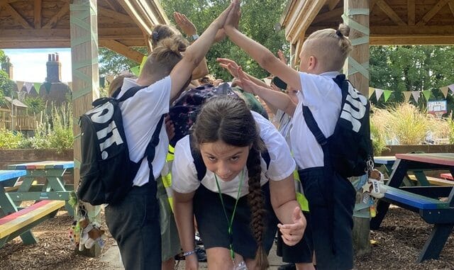 StNichendofTerm - the school arch for Year 6 1